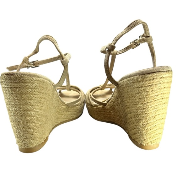 Colin Stuart Natural Espadrille Wedge Heel Sandals Strappy Size 7.5 Beige - Picture 7 of 9